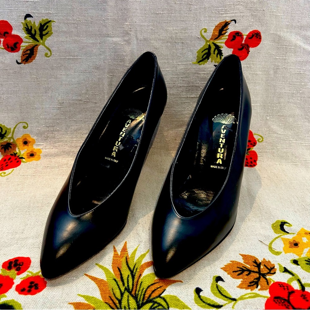 Aventura Italian Made Black Leather Heels